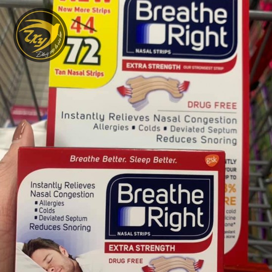 Miếng Dán Thông Mũi Giảm Chứng Ngủ Ngáy Breathe Right